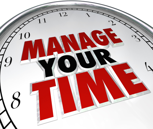 Image: Manage your time, organise your time, organize your time, get organised. Clock with Manage Your Time written on the face