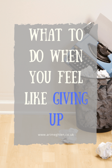 banner what to do when you feel like giving up. typewriter in the waste bin