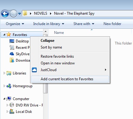 Image: Screenshot how to mark folders as Favouriotes