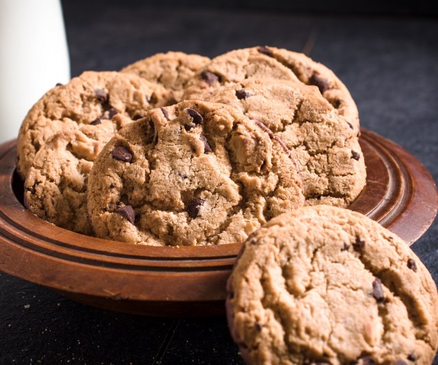 Plate of homemade chocolate chip cookies
