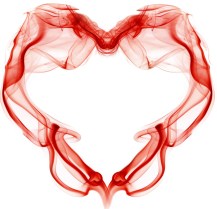 A heart outline made from red smoke. The fragile nature of love. Valentines
