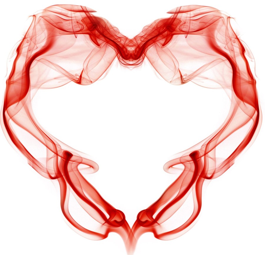 A heart outline made from red smoke. The fragile nature of love. Valentines