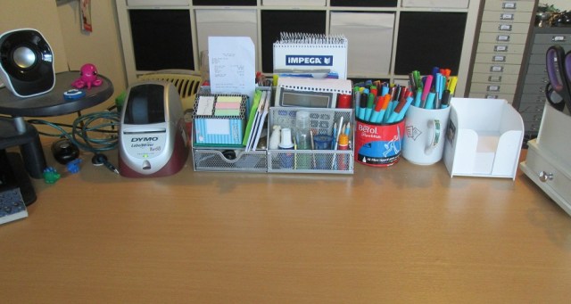 Image: Ari Meghlen's writing desk. Collection of stationery