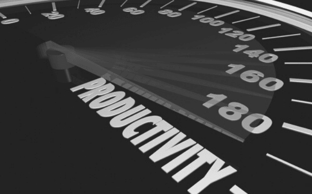 Featured Images - How to be more productive. Image of a speedometer with the highest scale being Productivity.