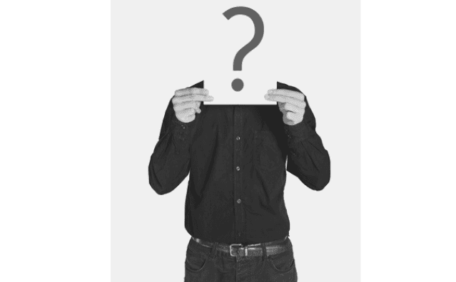Featured Images - Man holding up a piece of white card to hide his head. The card has a question mark on it. Image from depositphotos