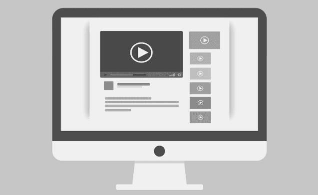 Featured Images - Videos to watch. Vector image of a computer monitor with a video streaming service on the screen