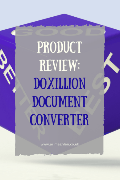 Banner product review doxillion document converter, image os 3 sides of a dice saying good, better, best