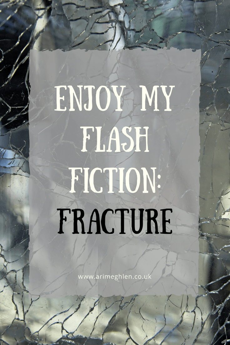 Banner enjoy my flash fiction: Fracture. Image of broke mirror