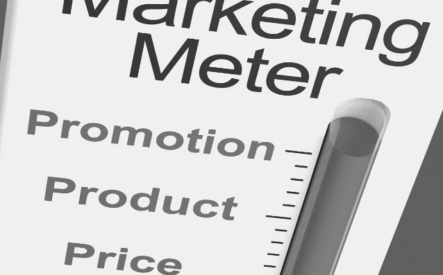 Featured Images - Marketing Plan. Image of a thermometer with Marketing Meter at the top and the measurements are Promotion, Product and Prce.