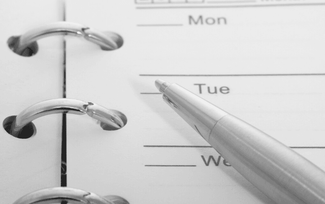 Featured Images - How to build a Content Calendar. Image of a pen resting on a diary, Image from Pixabay