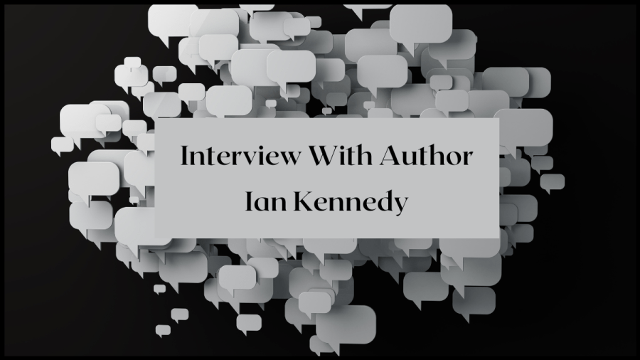 Image of dozens of grey speechbubbles floating on a black background. Text overlay reads interview with ian kennedy.