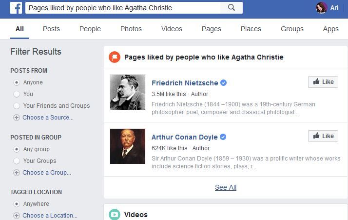 Image example of a Facebook Graph Search result