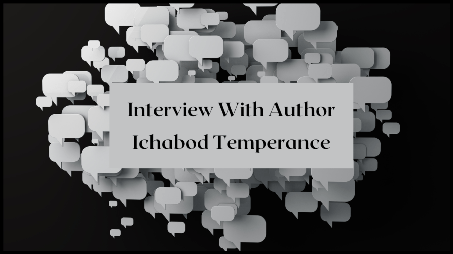 Image of dozens of grey speechbubbles floating on a black background. Text overlay reads interview with ichabod temperance.