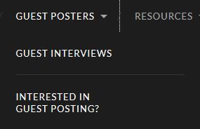 screenshot of a menu list of Top parent page and nested pages below