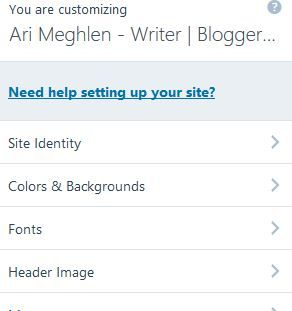 Screenshot of the customization dashboard for themes in WordPress.com