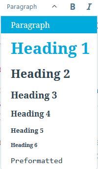 Image of the blog post menu showing the header options.