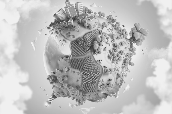 Feautred Images - How to build your world. World Builder. Vector image of a sphere world covered in buildings, farms and trees. Image bought from DepositPhotos