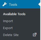 Image: Screenshot of WordPress dashboard Tools