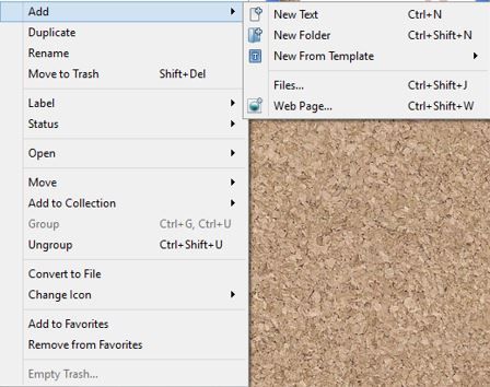 Screenshot Add new documents in Scrivener