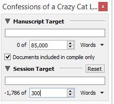 Screenshot Project Target window In Scrivener