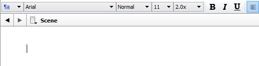 Screenshot of Main document image in Scrivener with page setup completed