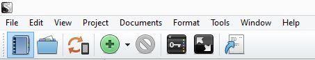 Screenshot Toolbar icons Composition Mode in Scrivener