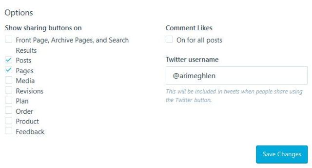 Image: Screen capture sharing button Options on WordPress.com