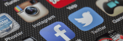 Title Image for Social Media page. Image: photo of social media icons