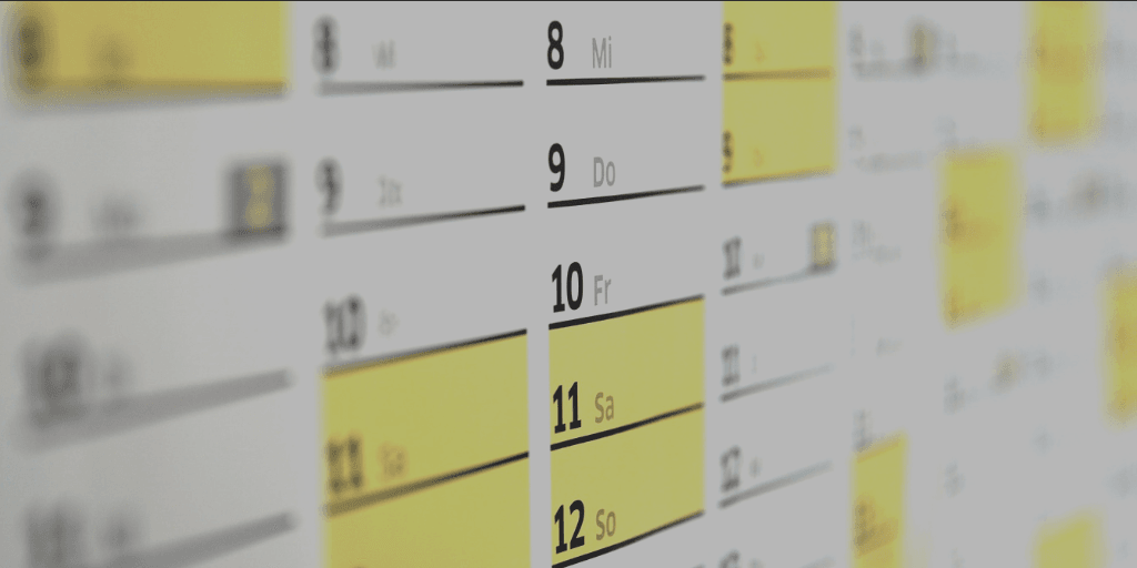 Close up of a calendar.