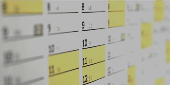 Close up of a calendar.