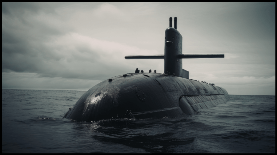 Photo of a submarine on the surface of the water.