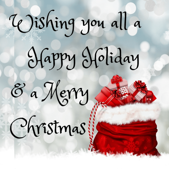 Wishing you all a happy and a Merry Christmas. Image: Santa sack in the snow, full of presents