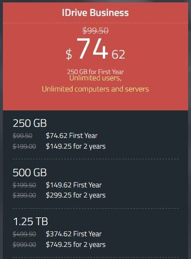 iDrive cloud storage Business plan 1