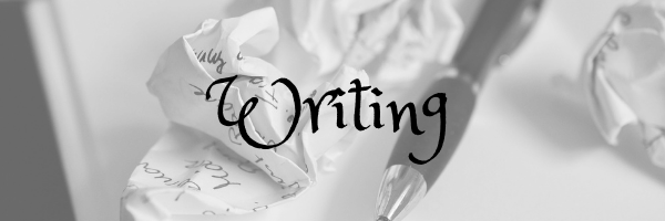 Writing Header. Image: Pen with scrunched up paper