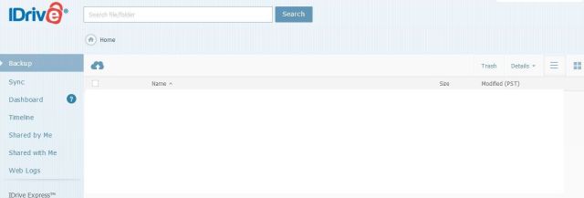 iDrive Cloud Storage Dashboard