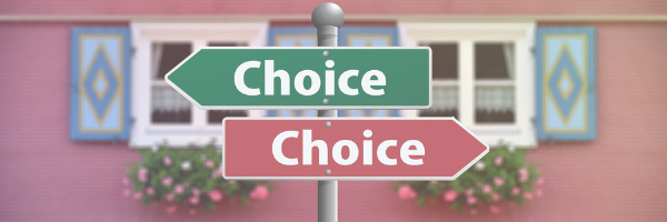 Signpost with Choice in both directions. Make a choice. Decisions to make. Image by Pixabay
