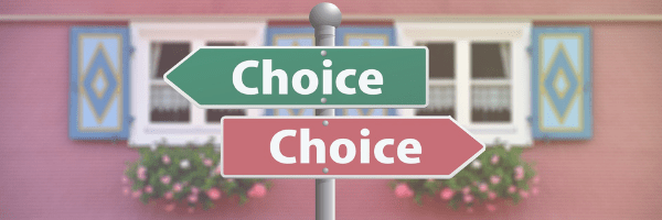 Signpost with Choice in both directions. Make a choice. Decisions to make. Image by Pixabay