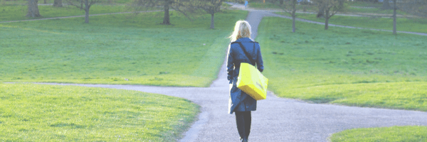 Cross roads, which path to choose. Making decisions. Woman at a crossroads. Image from Pixabay