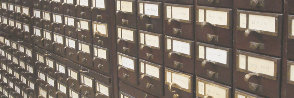 library card catalogue drawers. Image from Pixabay