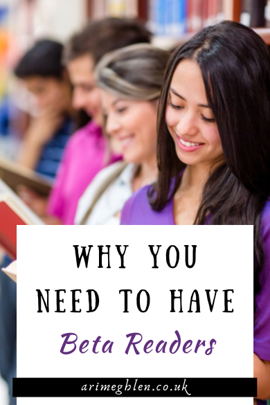 Photo of a row of people in a library reading books. Text overlay reads: Why you need to have Beta Readers