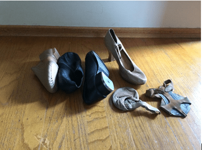 Dancer shoes. Different types of shoes for dancers. Image from Sam Rudy