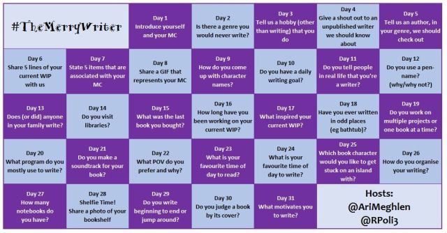 #TheMerryWriter Game Board August 2018