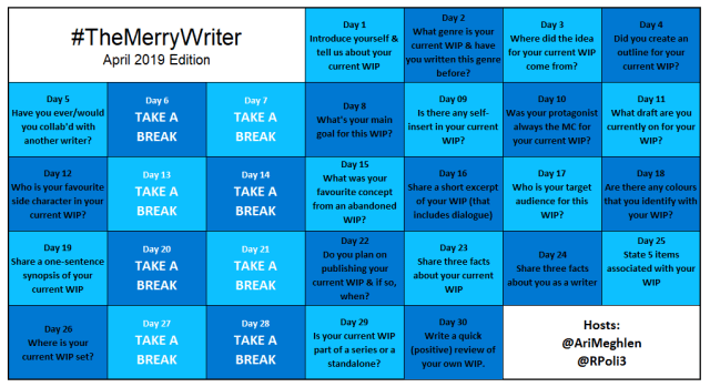 #TheMerryWriter Game Board April 2019