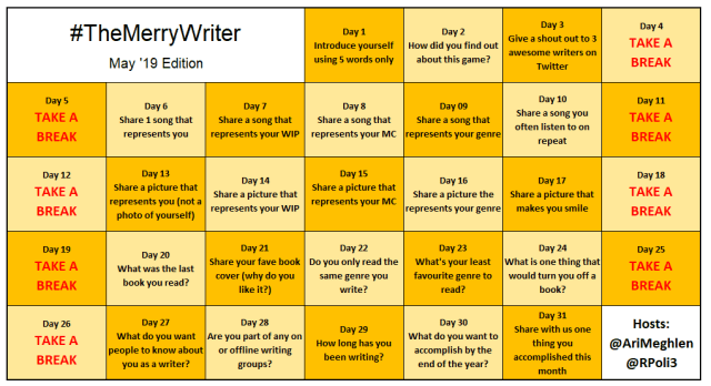 #TheMerryWriter Game Board May 2019