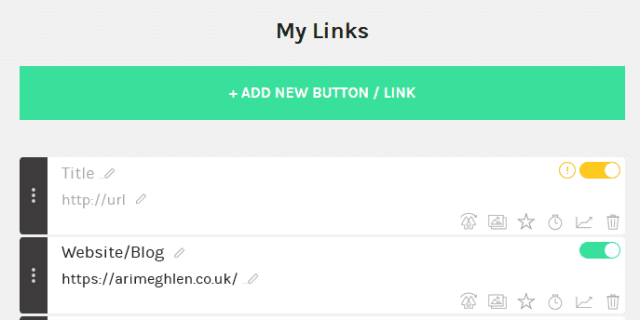 Linktree New links option