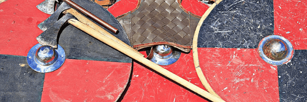 Shields, armour and axes.  Image from Pixabay