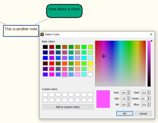 Scapple Brainstorm software - colour palette