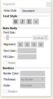 Scapple inspector window