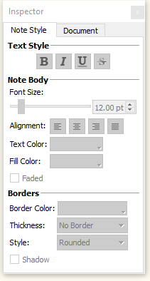 Scapple inspector window