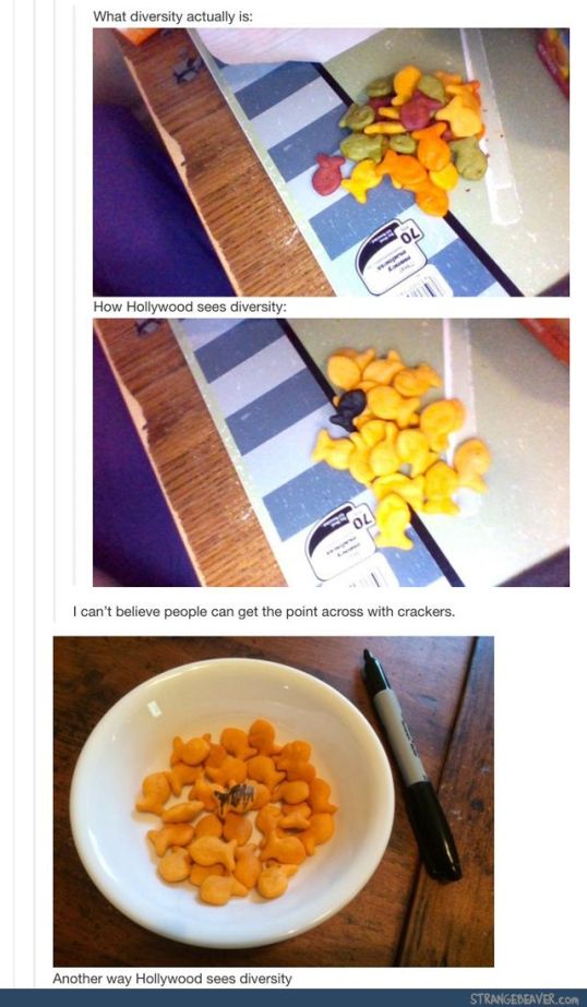 Tumblr Image: What Diversity Is Meme. Goldfish Crackers used to explain diversity